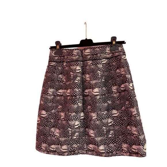 J. Crew Women's Black Gray Feather Print A Line Mini Skirt Size 0 - Picture 3 of 6